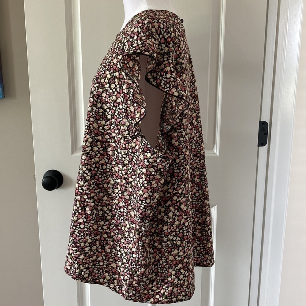 Emery Rose 4XL blouse floral purple black ruffles - Picture 7 of 12